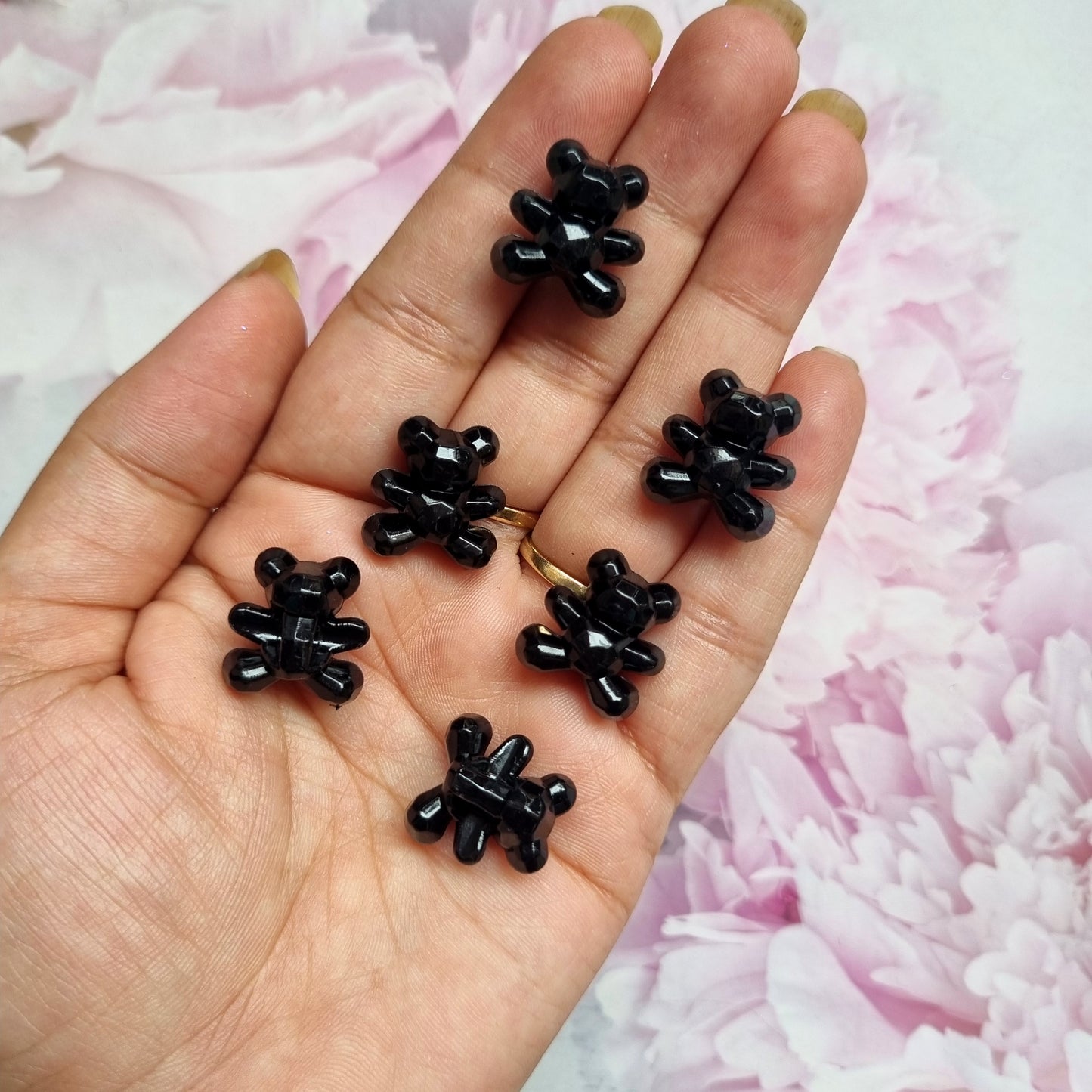 Acrylic Black Teddy Beads
