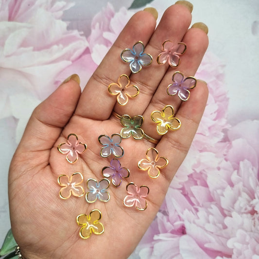Acrylic Glitter Flower Caps