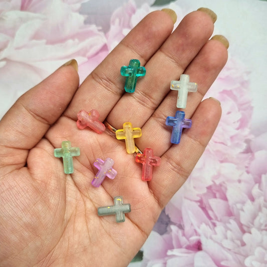 Golden Foiled Frost Cross Beads