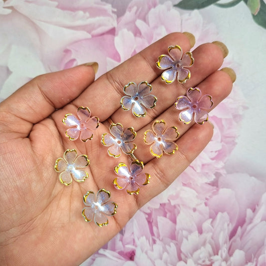 Acrylic Glitter Flower Caps