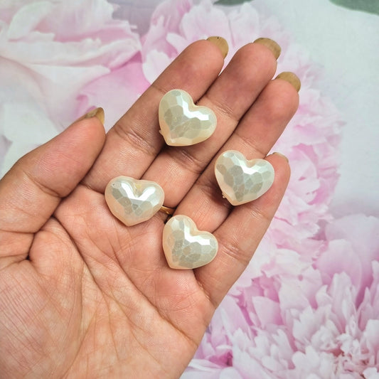 Acrylic Pearlish Heart Beads