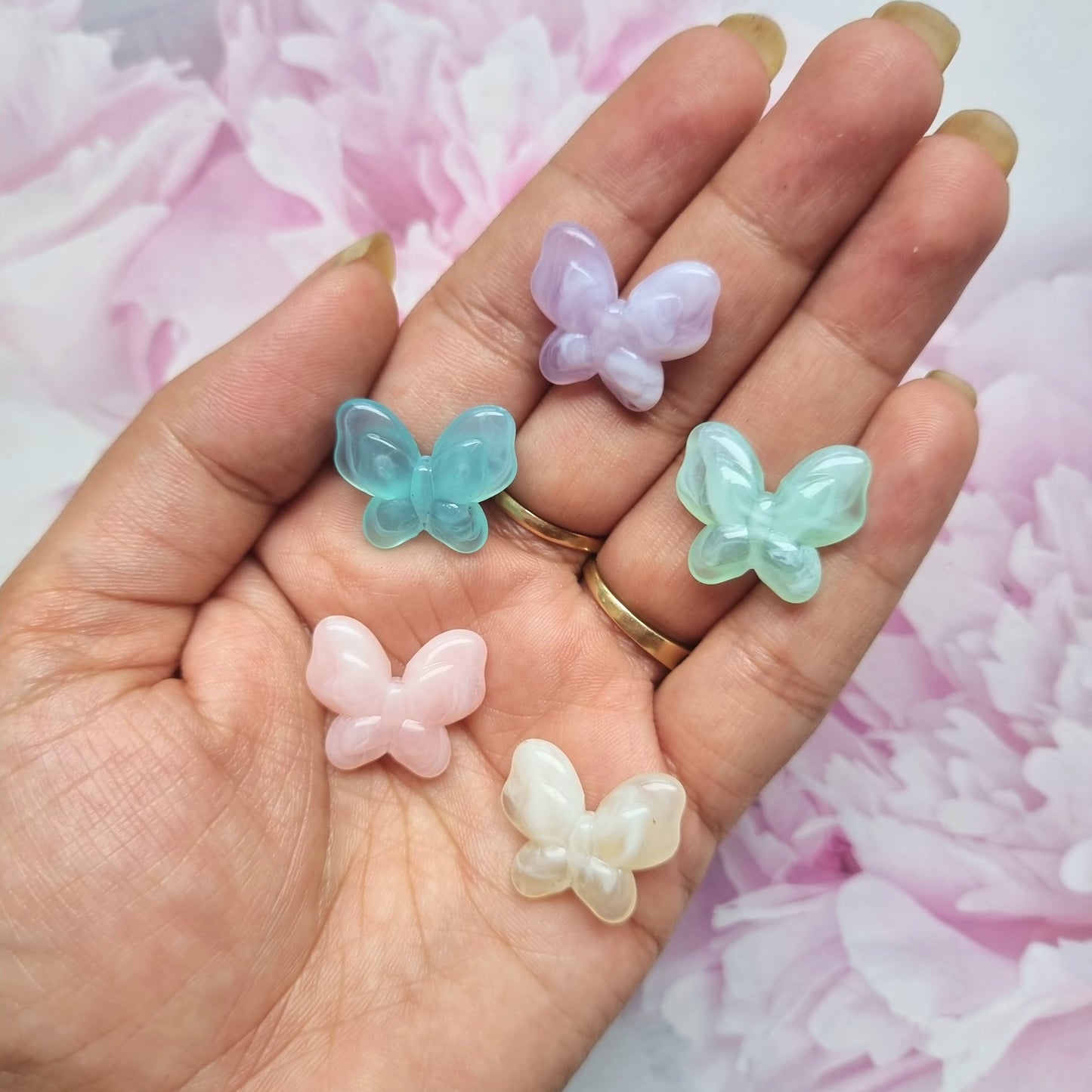 Acrylic Marble Butterfly Beads
