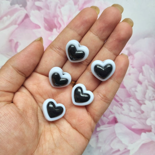 B&W Heart Beads