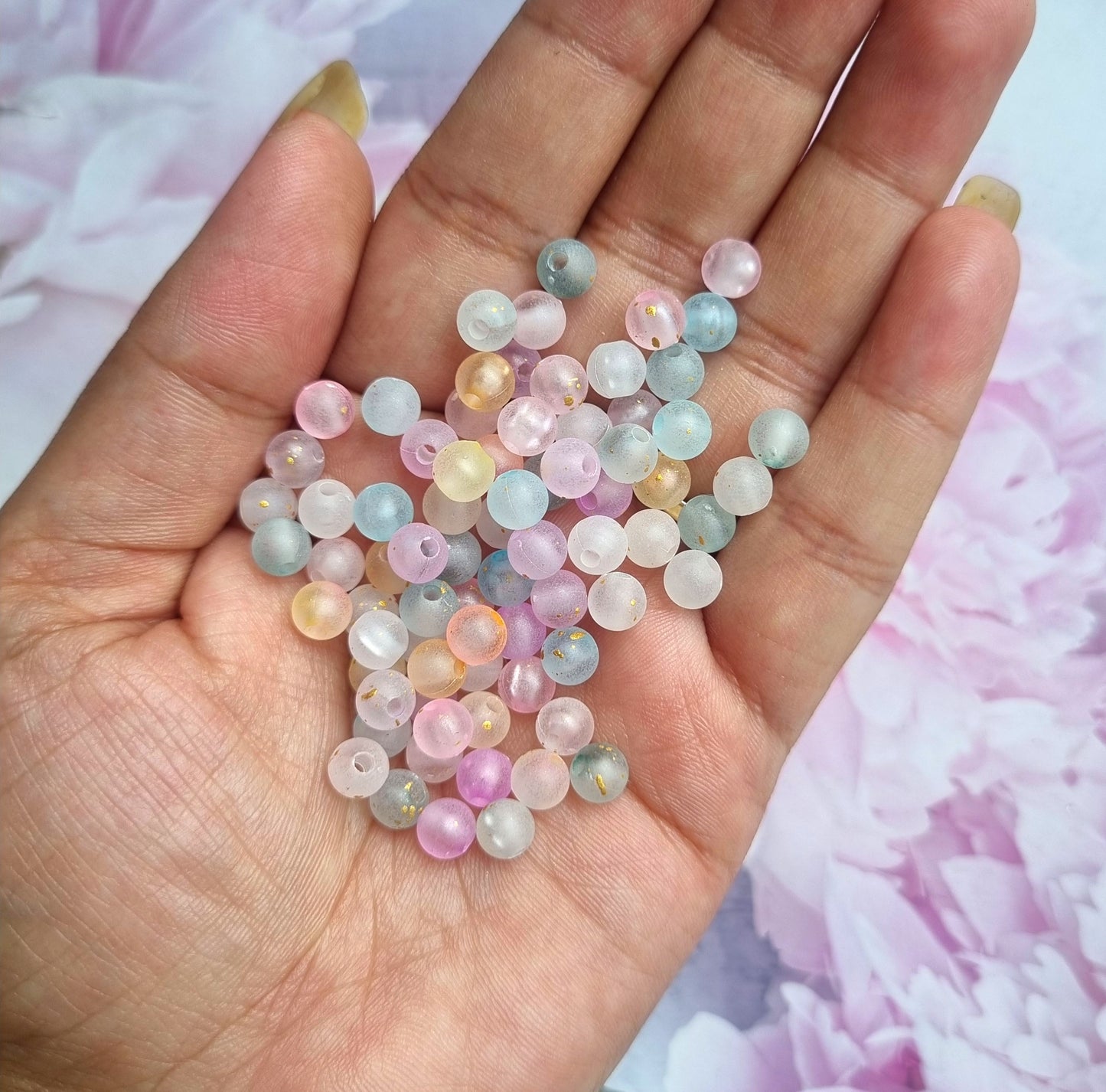 Acrylic Golden foiled Round Beads (6mm, 8mm)