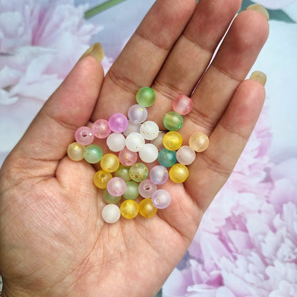 Acrylic Golden foiled Round Beads (6mm, 8mm)