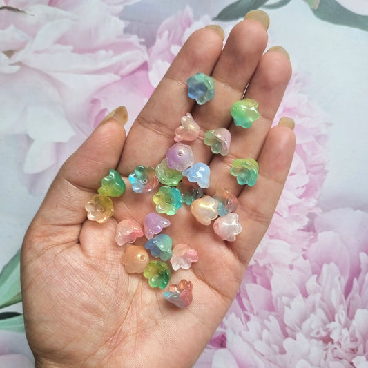 Glass Beads - Glitter Flowers