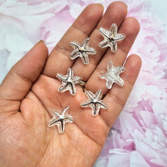 Acrylic Transparent Silver Starfish Beads