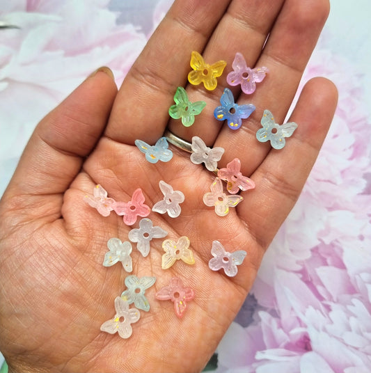 Acrylic Golden Foil Butterfly Beads