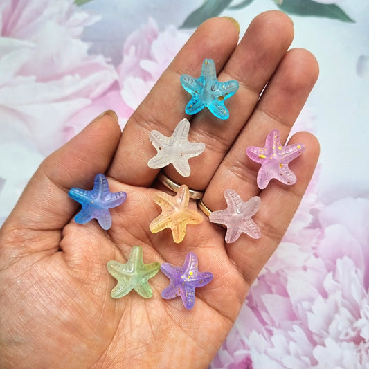 Acrylic Golden Foil Starfish Beads