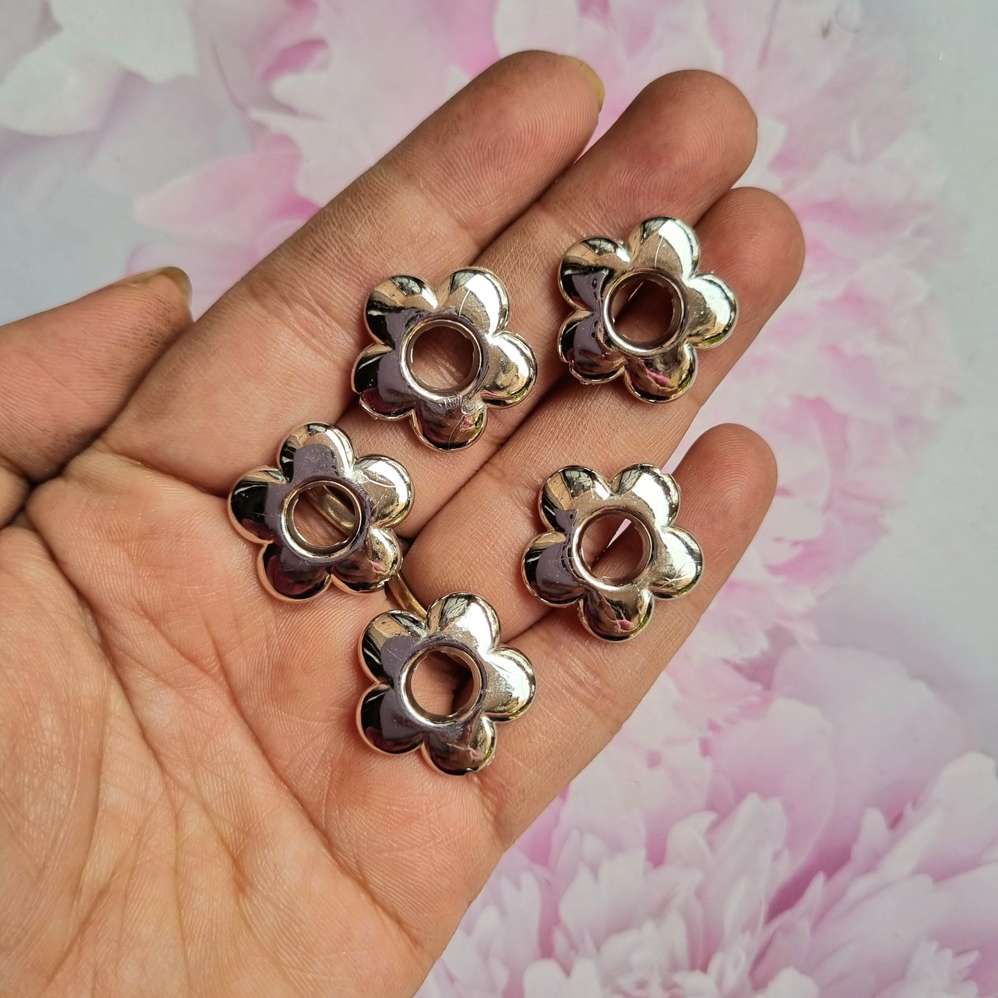 Silver CCB Flower Beads