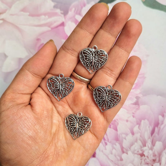 Metal Charms - Heart Butterfly