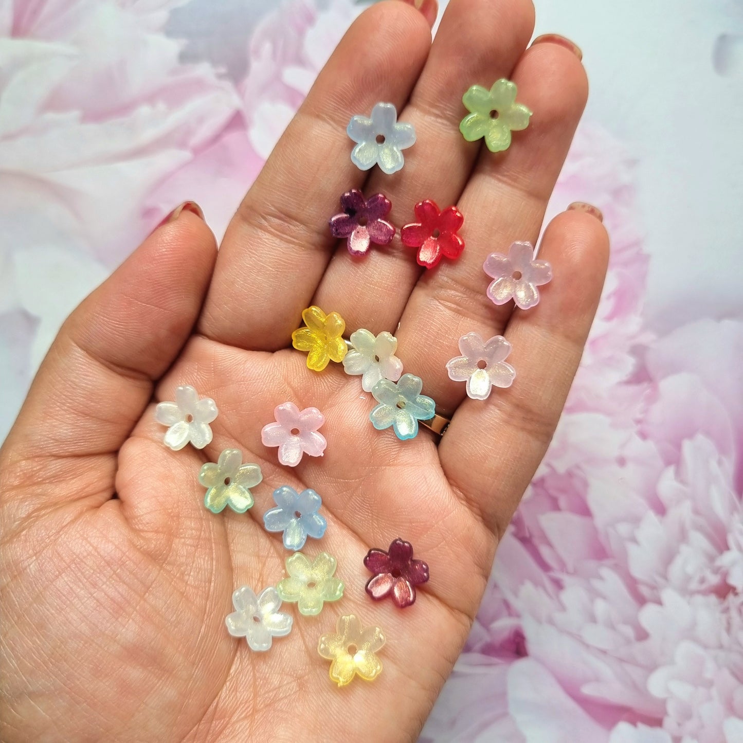 Acrylic Glitter Flower Caps