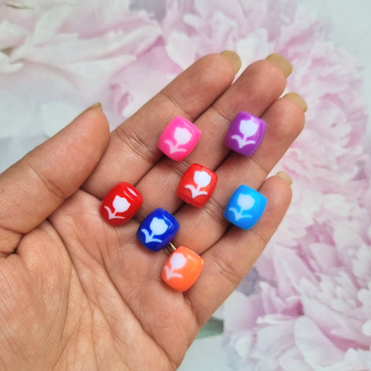 Acrylic Cylindrical Flower Beads
