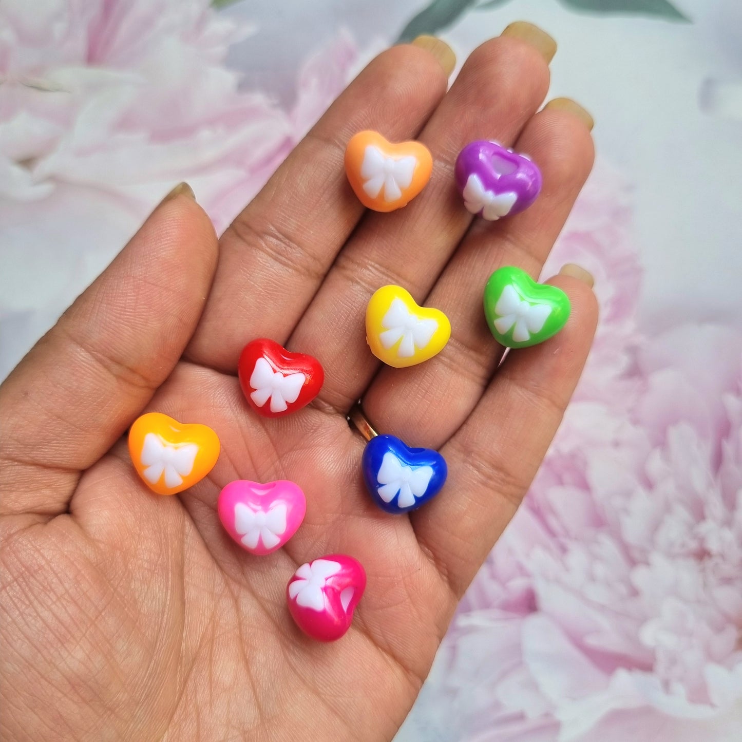 Acrylic Heart with Bow Beads