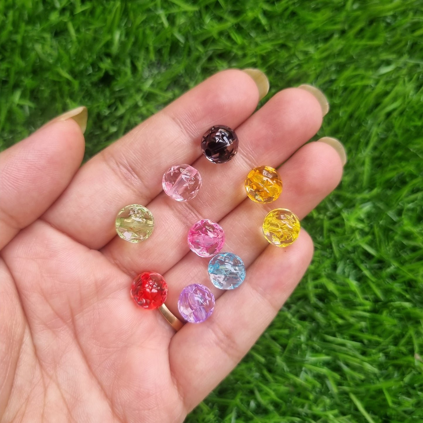 Acrylic Colorful Round Star Beads