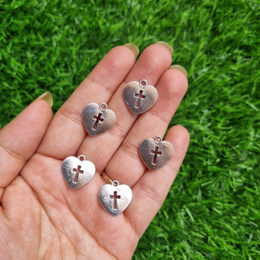 Metal Charm - Heart Cross