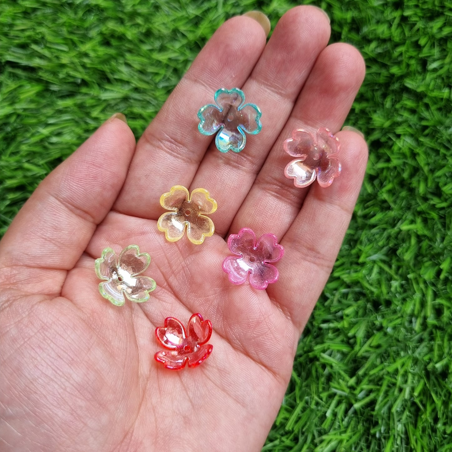 Acrylic Colorful Transparent Flower Caps