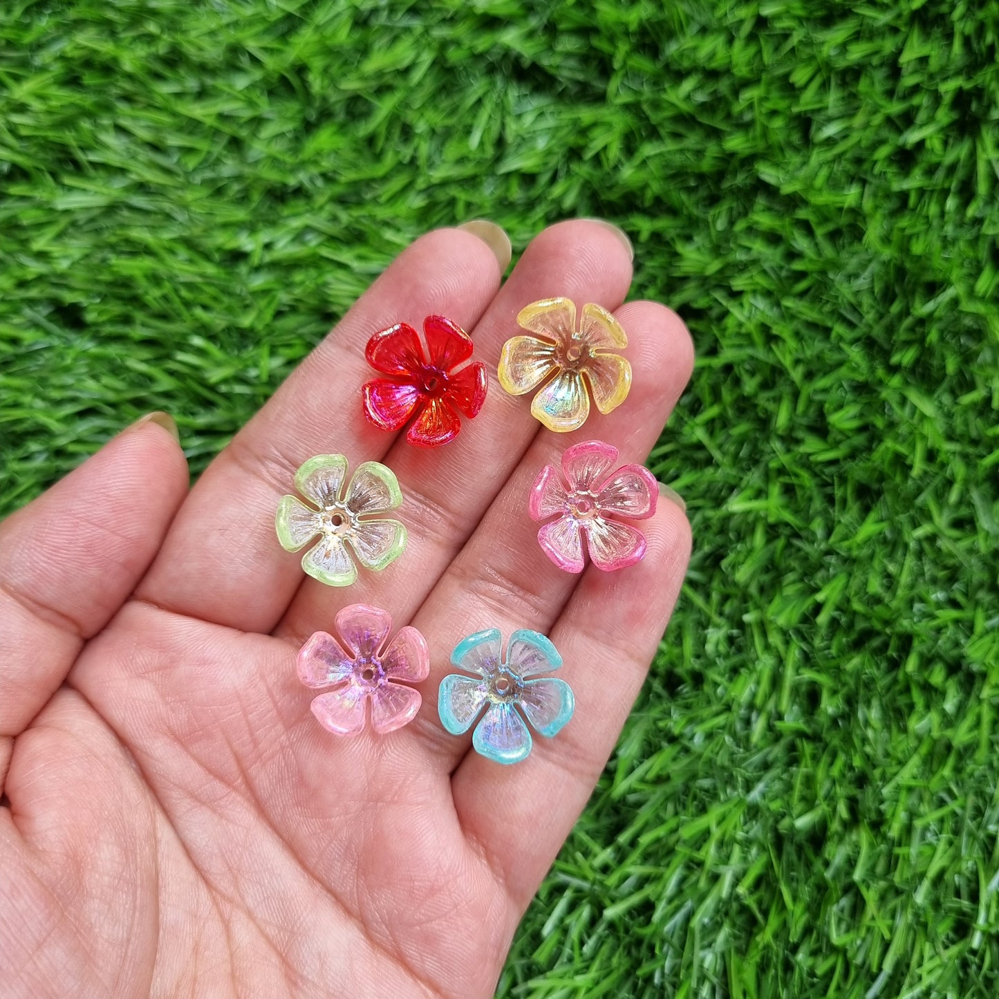 Acrylic Colorful Transparent Flower Caps