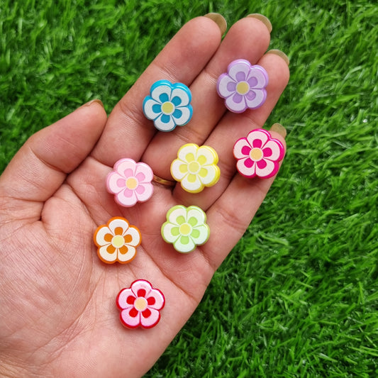 UV Plated Iridescent Printed Flower Beads