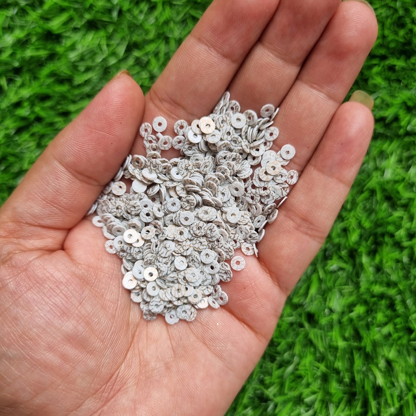 White Printed Sequins
