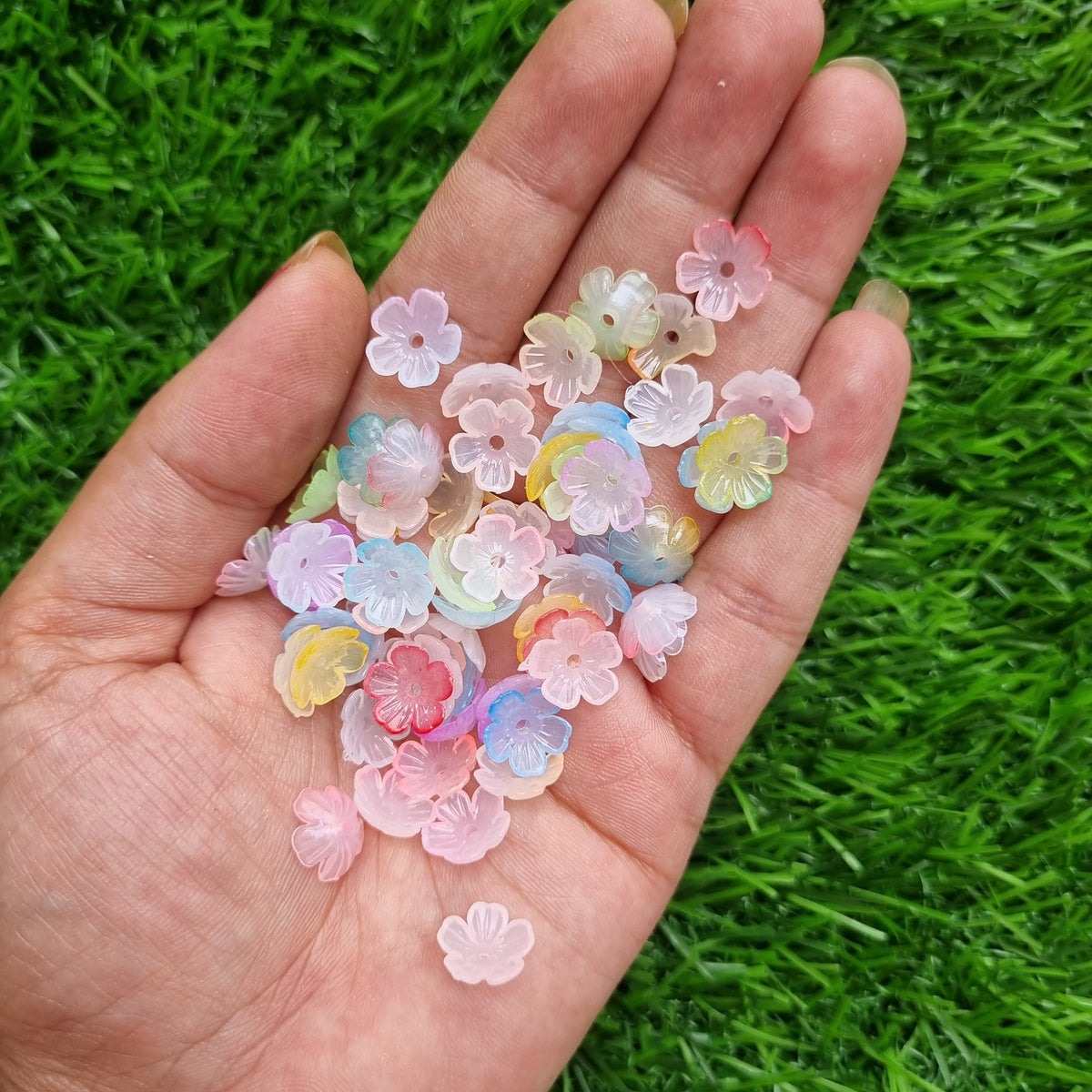 Acrylic Beads - Dual Tone Flower Caps