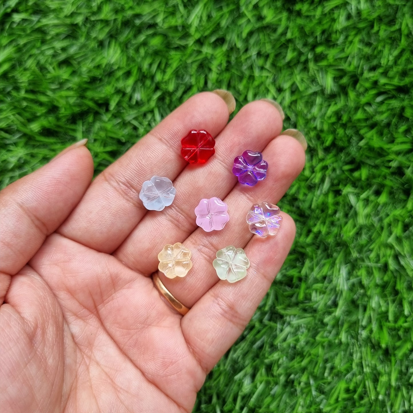 Glass Beads - Colorful Clover Flower