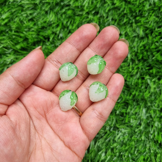 Lampwork Glass Beads - White Strawberry
