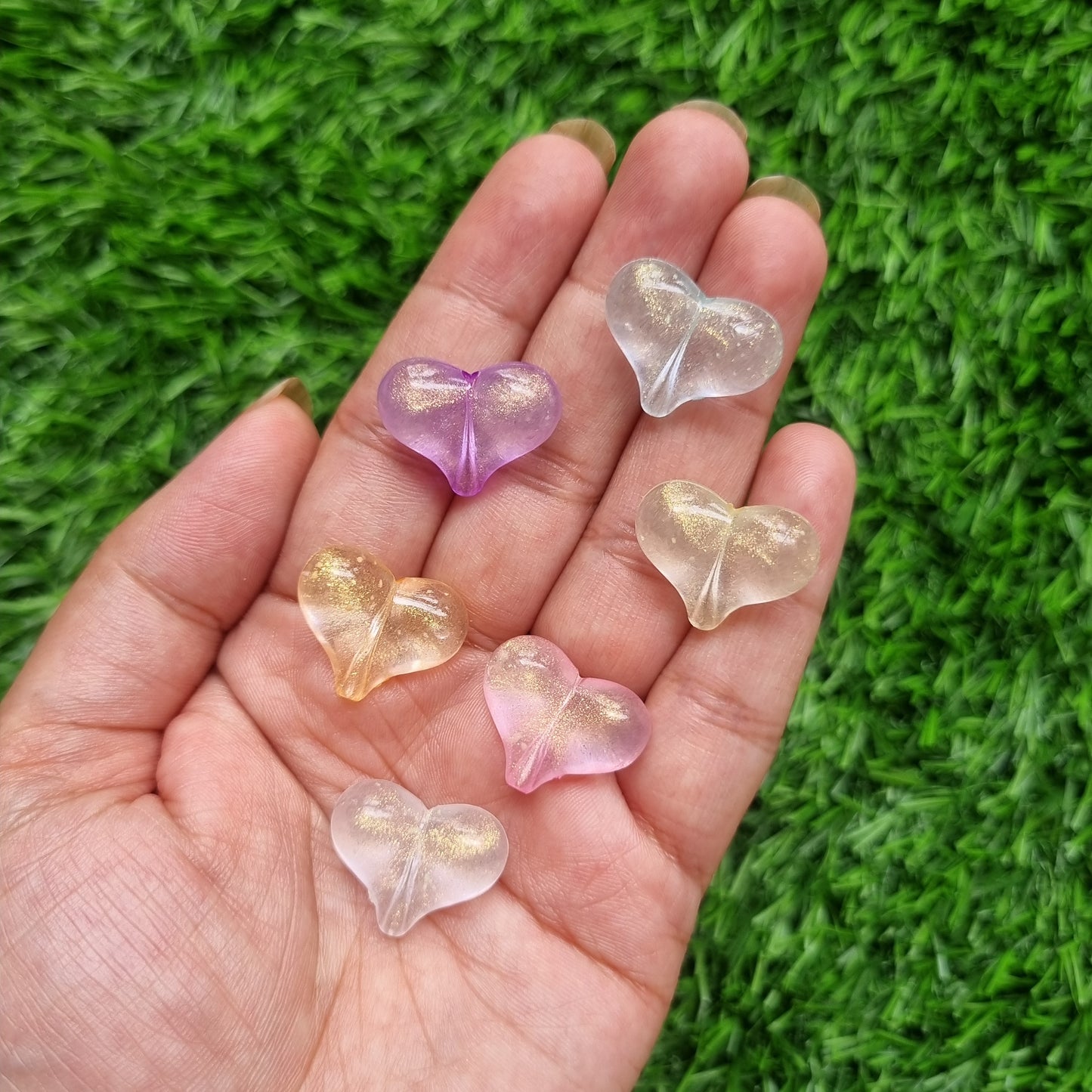 Acrylic Luminous Puffy Heart Beads