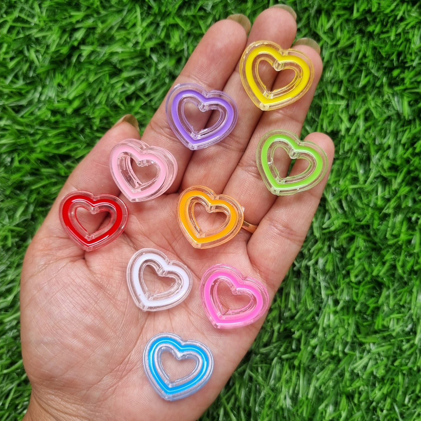 Acrylic Transparent Colorful Heart Beads