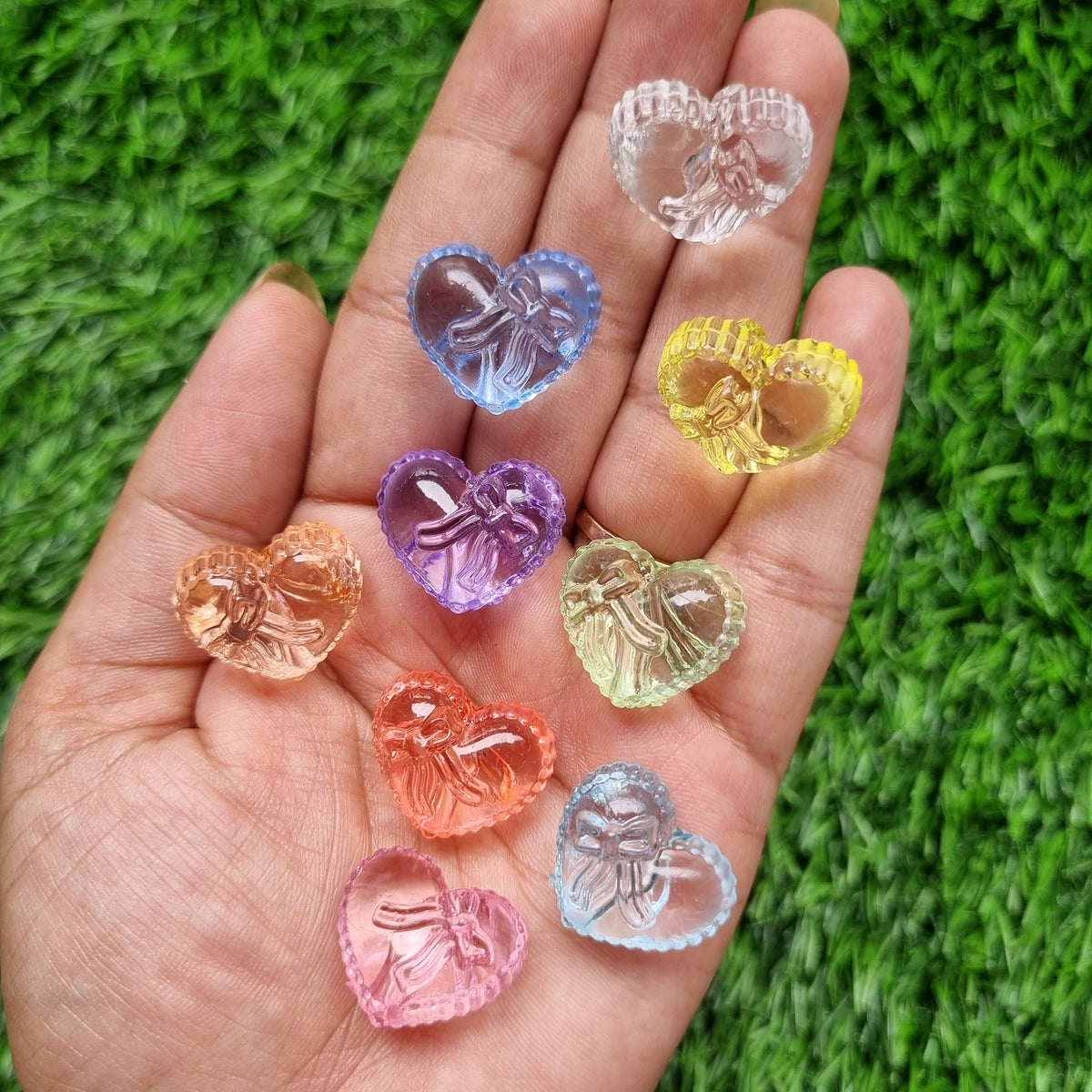 Acrylic Beads - Colorful Heart with Bow
