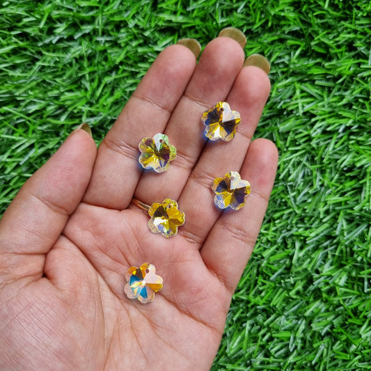 Premium Glass Beads - Faceted Rainbow Shine Flower