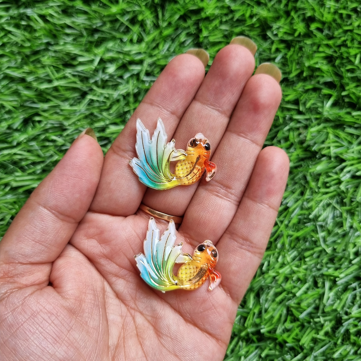 Acrylic UV Printing Fish Pendent - Yellow Red