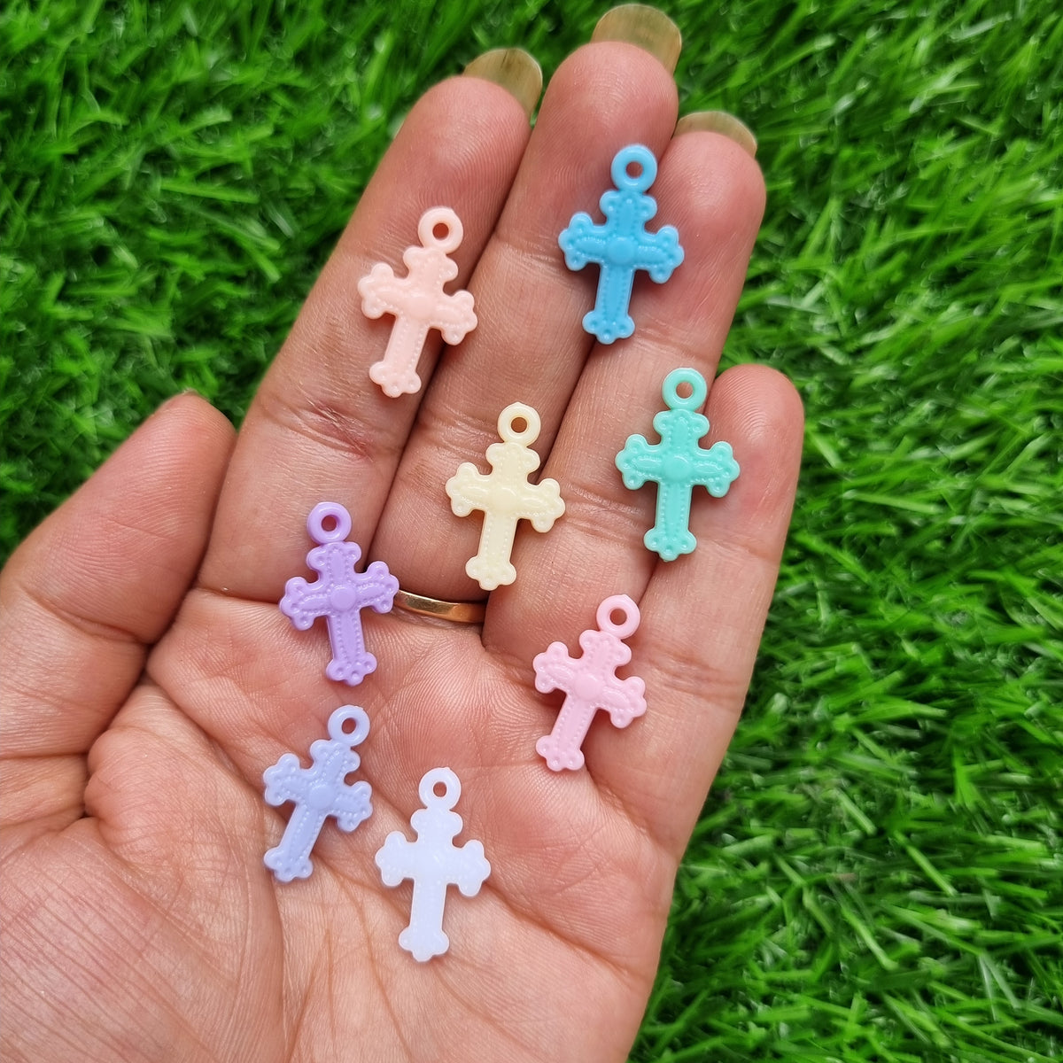 Acrylic Beads - Pastel Cross Hanging