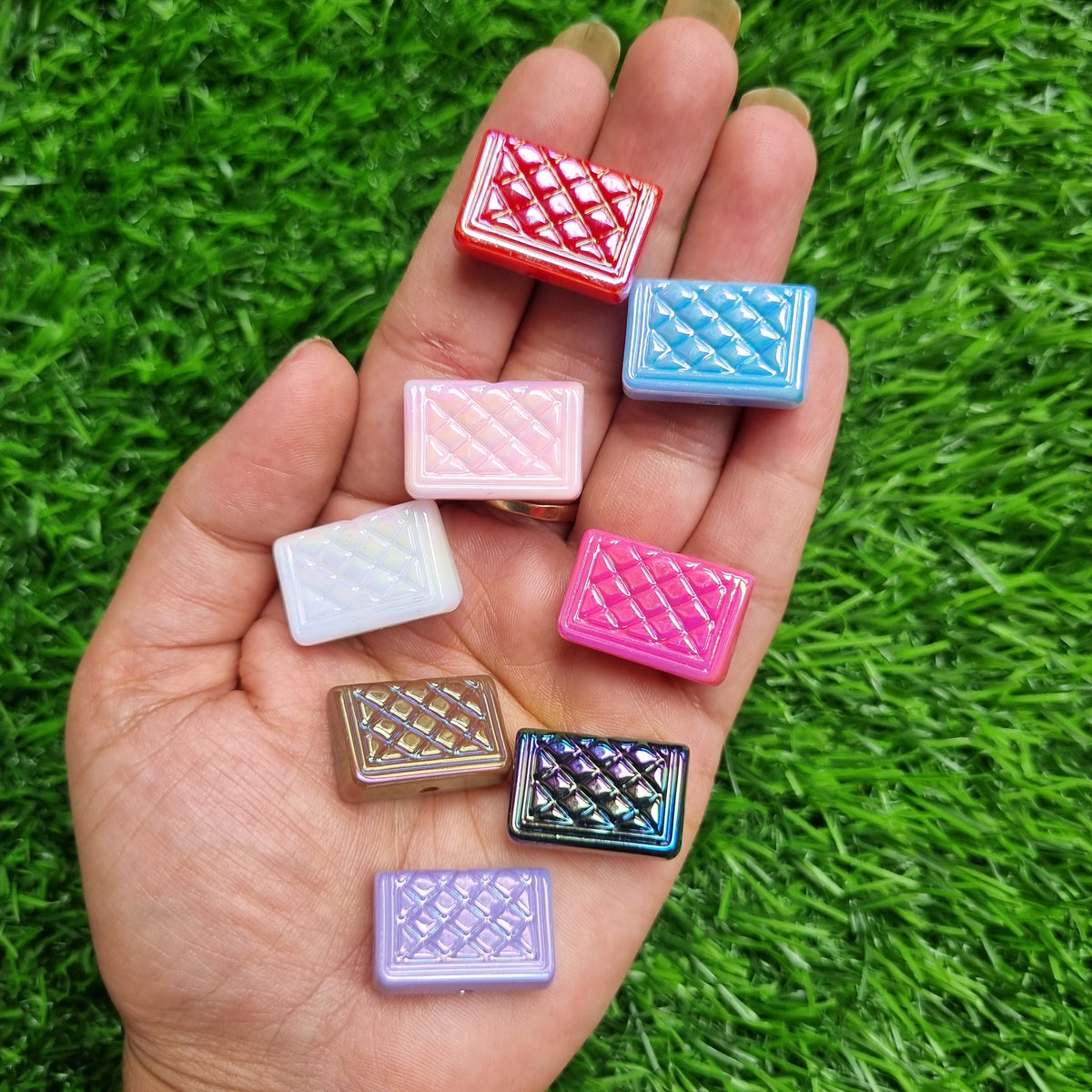 UV Plating Opaque Iridescent Purse / Bag Beads