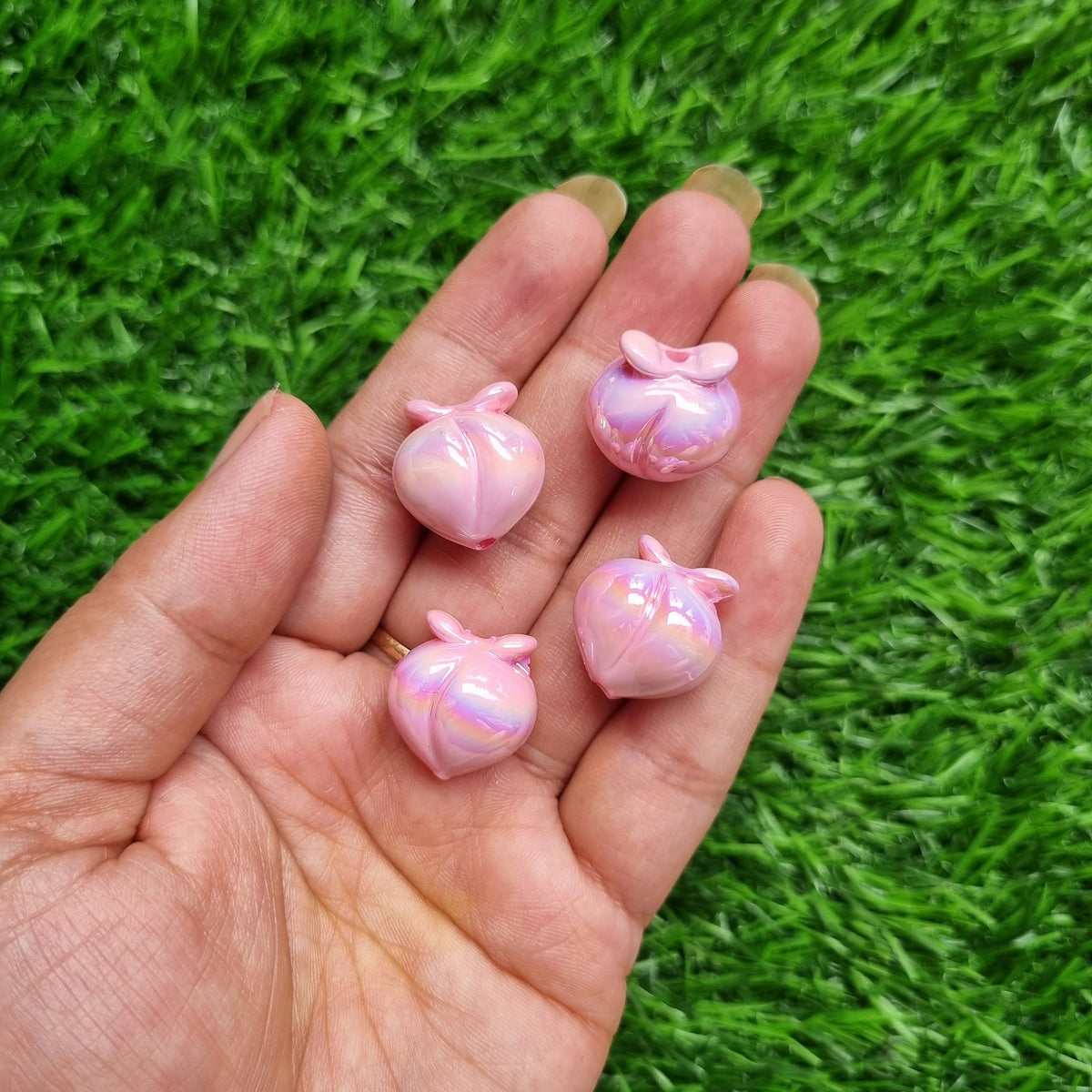 UV Plating Opaque Iridescent Pearl Pink Peach Beads