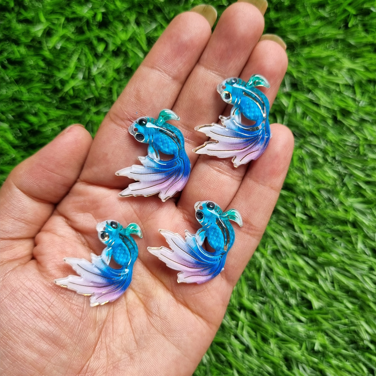 Acrylic UV Printing Fish Pendent - Blue