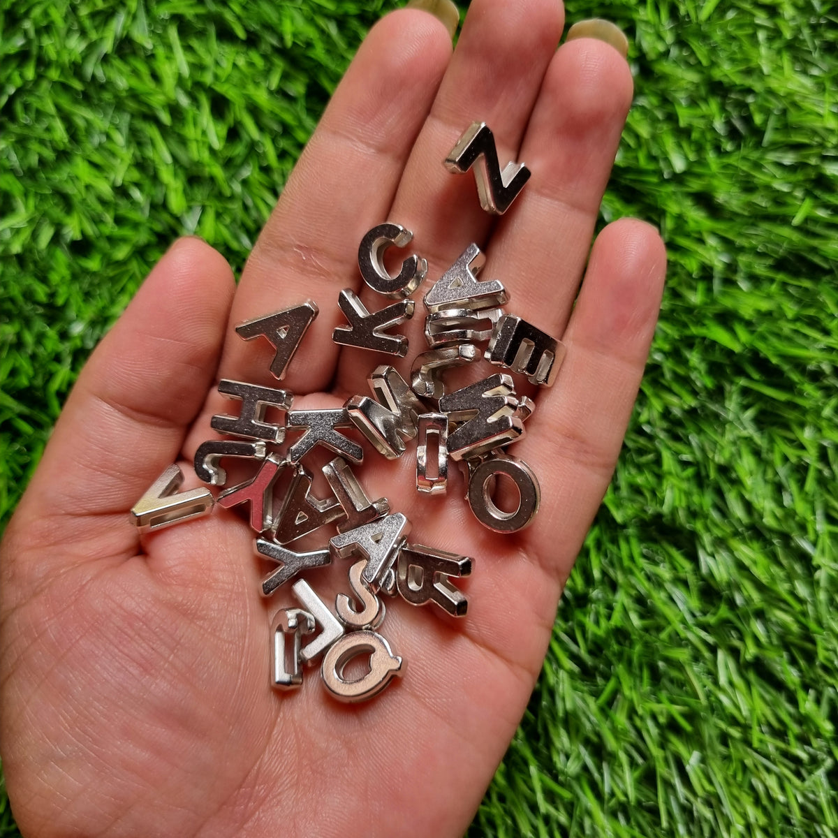 Acrylic Silver Alphabet Beads