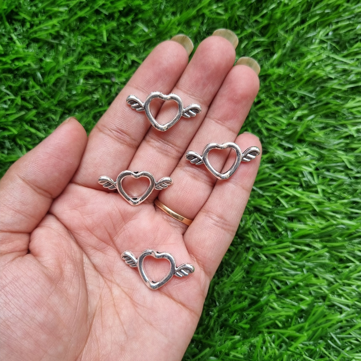 Metal Charms - Heart with wings
