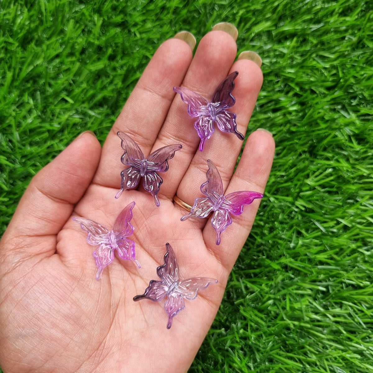 Acrylic Shaded Butterfly Beads - Purple