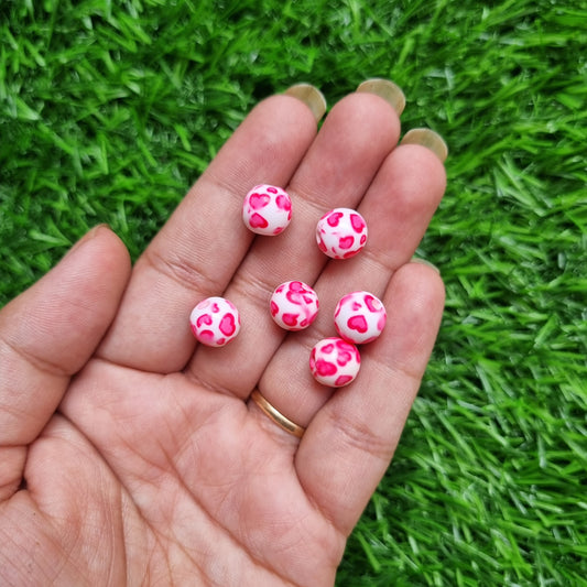 Spray Painted Resin Beads - Heart 10mm