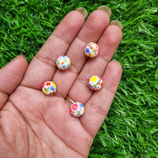 Spray Painted Resin Beads - Flower 10mm