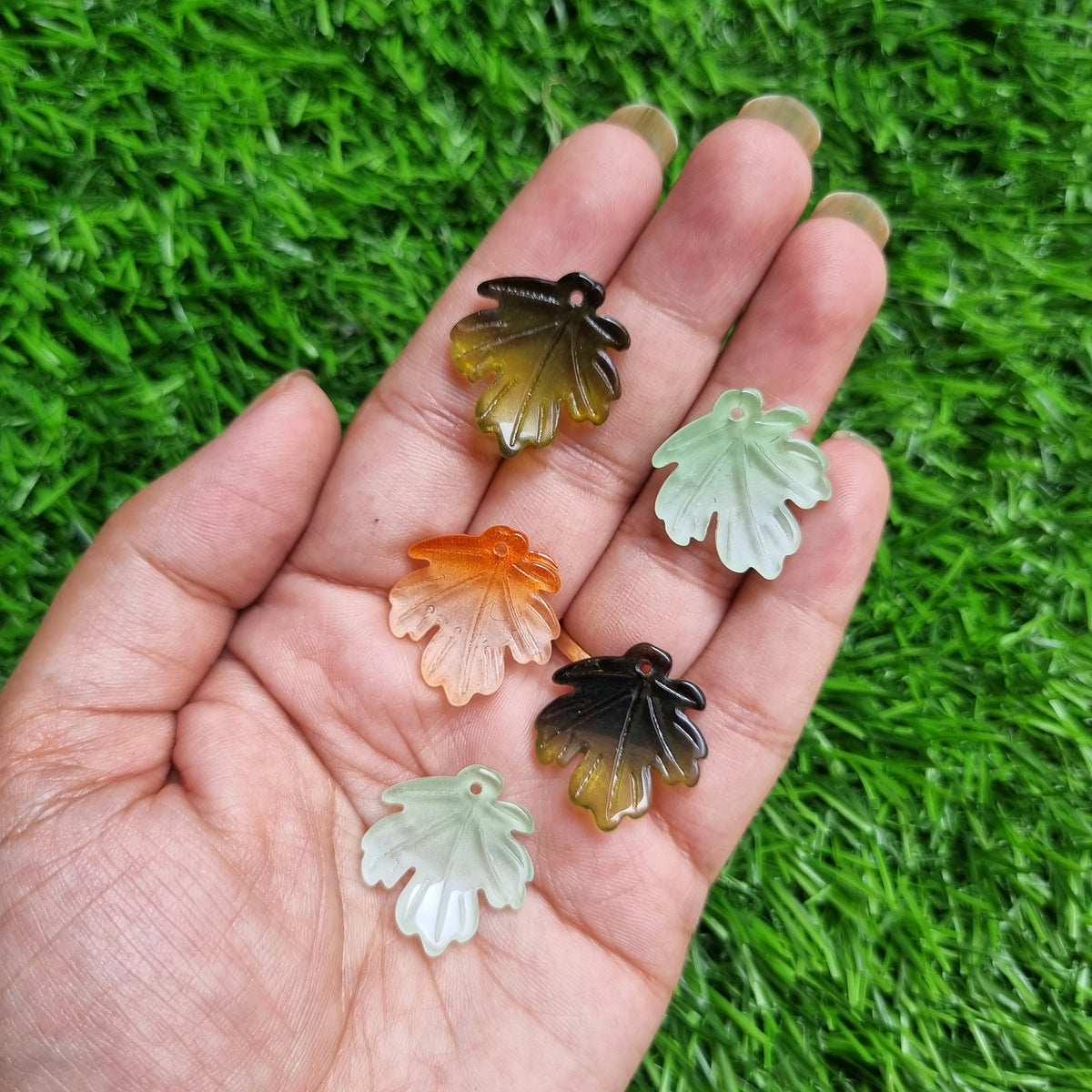 Lampwork Glass Beads - Shaded Leaves