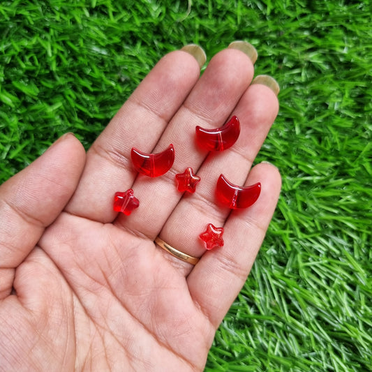 Glass Beads - Red Moon and Star