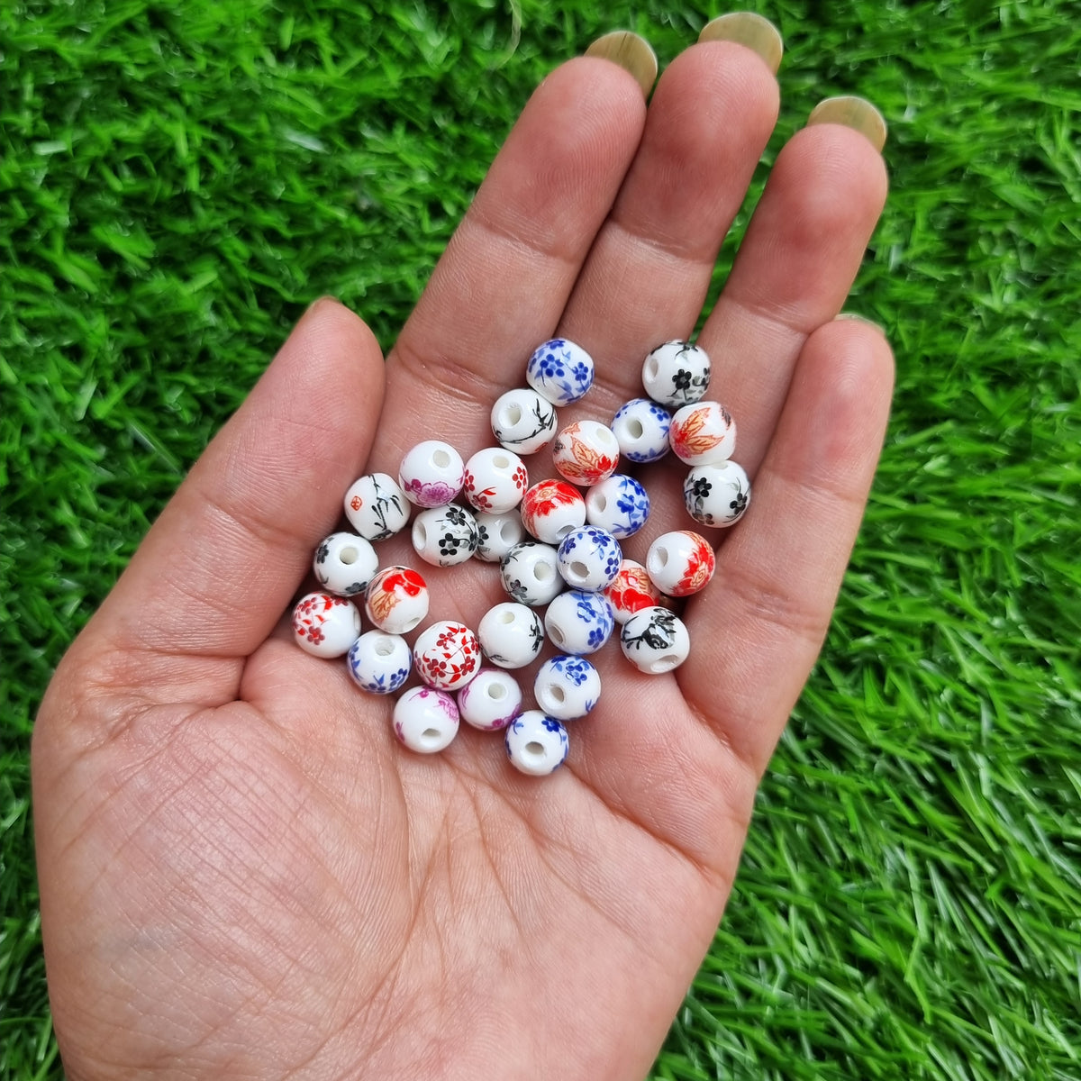 Porcelain Beads - Printed Round 8mm