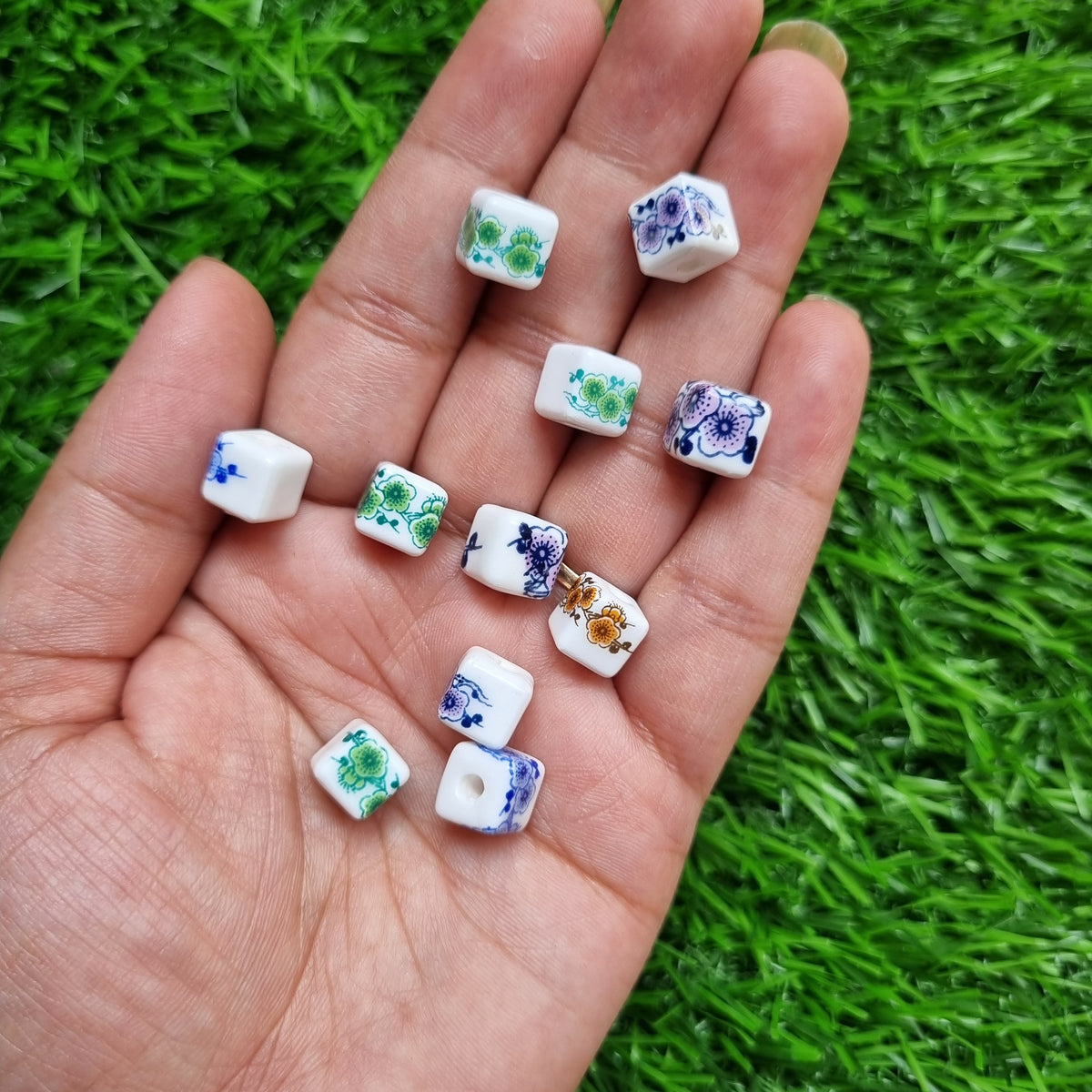 Porcelain Beads - Printed Square