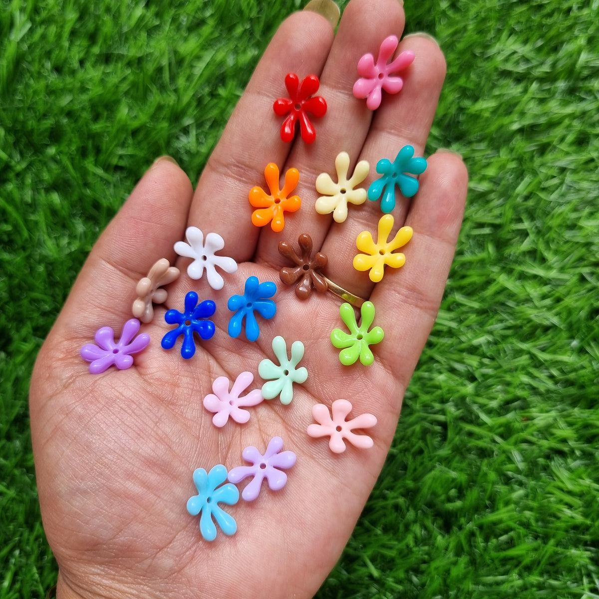Acrylic Opaque colored Flower Caps Beads