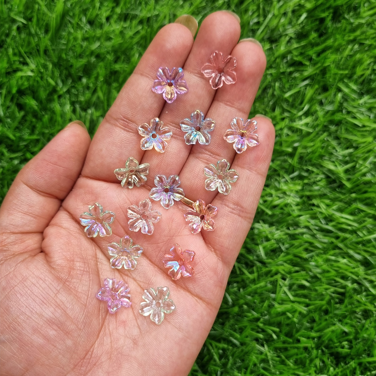 Acrylic Shiny Flower Caps Beads 3