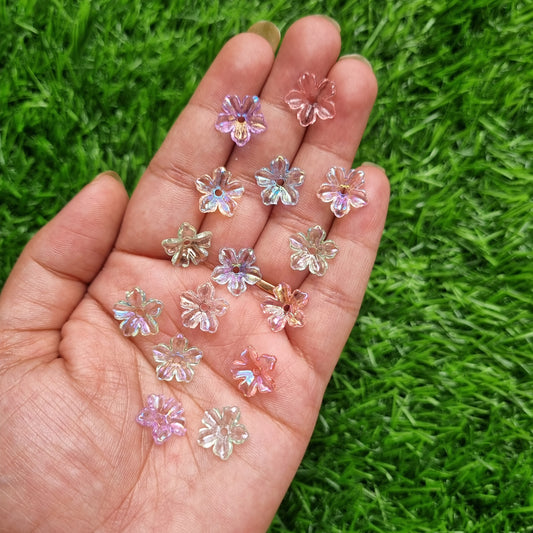 Acrylic Shiny Flower Caps Beads 3