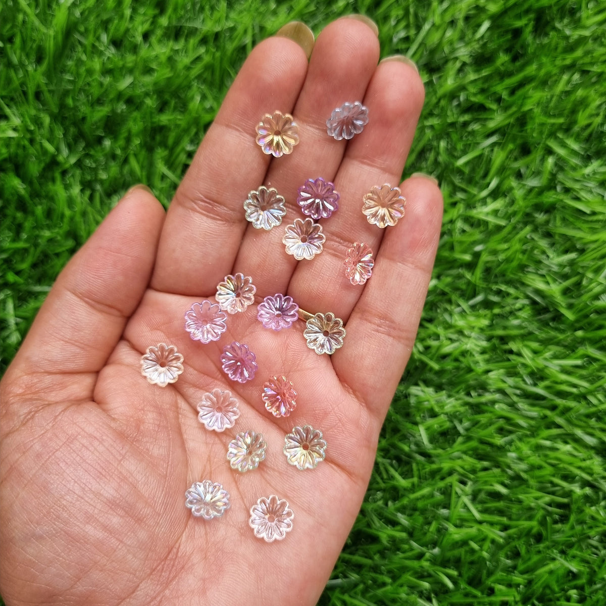 Acrylic Shiny Flower Caps Beads 2