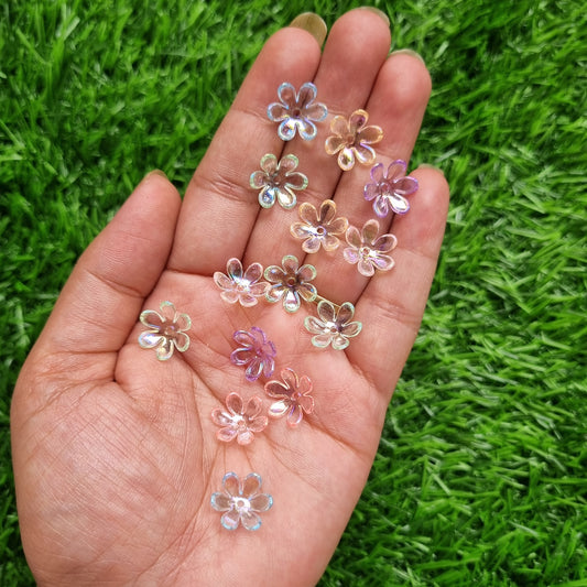 Acrylic Shiny Flower Caps Beads